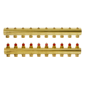 Rozdzielacz 10+10 Danfoss BIV, mosiądz