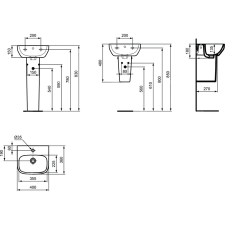 IS I.LIFE A Półpostument umywalkowy