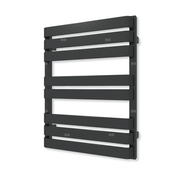 Grzejnik elektryczny TERMA WARP T 650 x 500 mm, kolor czarny jak kruk mat RAL9005, moc 300 W, podłączenie E8, kabel prosty bez wtyczki z maskownicą czarny