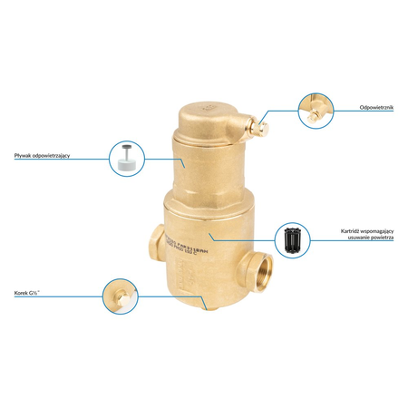 Separator mikropęcherzy AFRISO FAR 311, do C.O., do klimatyzacji, 10 bar / 110'C, 3/4'' (GW)Instalacje i źródła ciepła