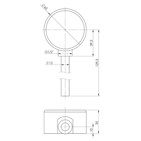 Termometr bimetaliczny AFRISO BiTh fi 63 mm 0…120'C tuleja 100 mm połączenie rad