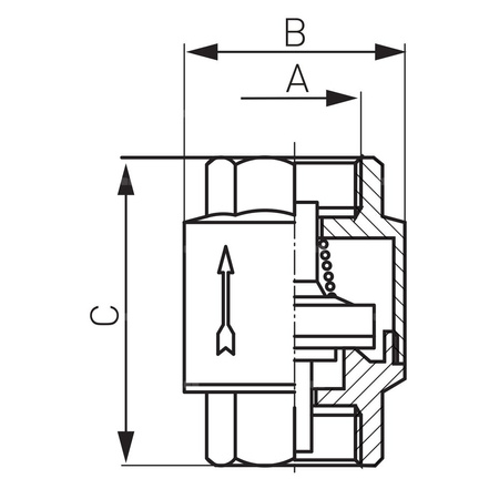 Zawór zwrotny FERRO z elementem zamykającym z tworzywa 3/4'' GW PN 10 max. 100'C