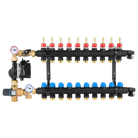 Grupa pompowa AFRISO BTU 502 nakrętka x nakrętka 1'' x 1'', z zaworem mieszającym, z pompą obiegową Grunfos UPM3 Auto