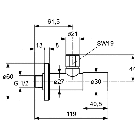 Zawór kątowy G 1/2'', 60x119x74 mm - MULTI SUITES - FINISHED PRODUCTS