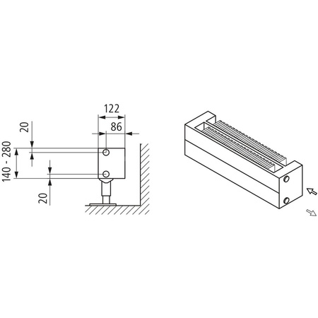 Kermi konwektor KNN22 70x122x1900 RAL9016, 6 bar, bez osłony, podł. 14