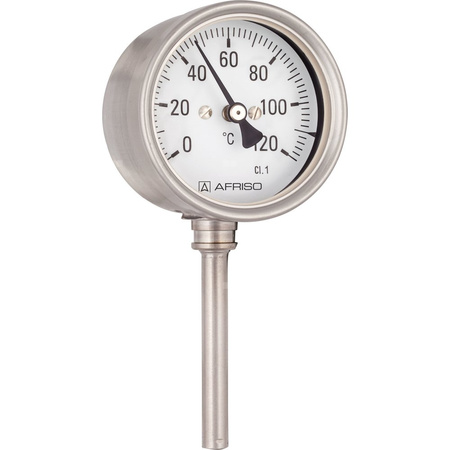 Termometr bimetaliczny AFRISO BiTh Ch, D412 fi 63 mm 0…160'C tuleja 100 mm połączenie ax