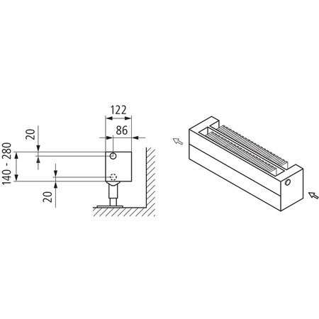 Kermi konwektor KNN22 140x122x1000 RAL 9016, 6 bar, z osłoną, podł. Uni