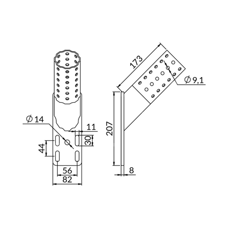 Stopa kątowa SK45 profilu KE