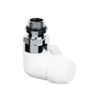 Zawór termostatyczny Thera Design, biały, narożny, lewy, 1/2", konieczne złączki FEM24C/FEM24P/FEM24M