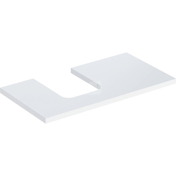 Blat pod umywalkę Geberit ONE z wycięciem, do umywalki nablatowej w kształcie misy: B=89.4cm, Biały, Lakierowany na wysoki połysk, Przekrój=Lewa strona