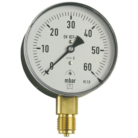 Ciśnieniomierz różnicowy AFRISO KP D201 0/60 mbar mosiądz RAD G1/4B fi 63, kl. 1.6%