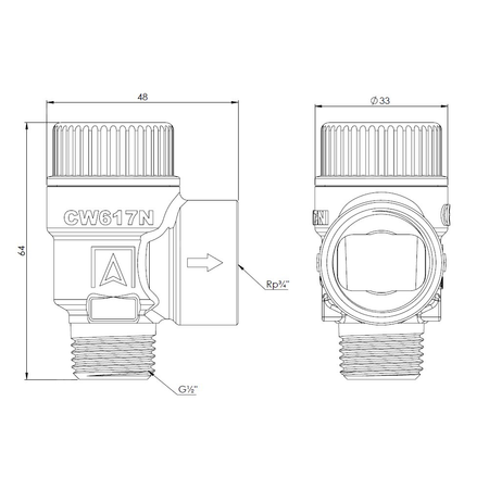 Zawór przelewowy AFRISO MS mosiądz 2 bar GZ x GW 1/2'' x 3/4''