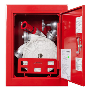 Hydrant DN 52 wnękowy z kołyską, wąż 2x20 m, gł. 240 mm, zamek patent, RAL 3000