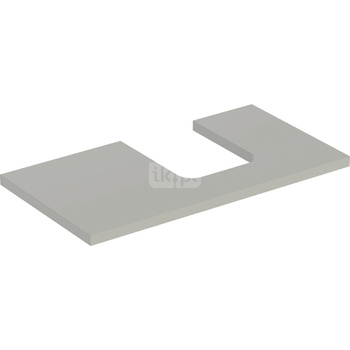 Blat pod umywalkę Geberit ONE z wycięciem, do umywalki nablatowej w kształcie misy: B=89.4cm, Greige, Lakierowany matowy, Przekrój=Prawa strona