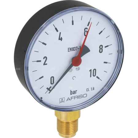 Manometr z rurką Bourdona AFRISO RF standardowy 0/10 bar G1/2B radialne fi 100 mm, kl. 1.6%