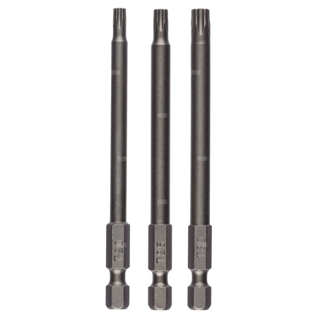 Zestaw 3 końcówek wkrętakowych (T) T20, T25, T30, 89 mm