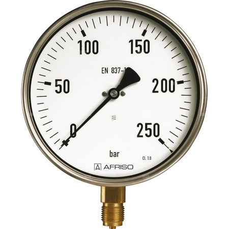 Manometr z rurką Bourdona AFRISO RF przemysłowy D401 0/400 bar G1/2B radialne fi 100 mm, kl. 1,0%