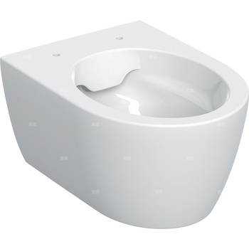Wisząca miska WC Geberit iCon, lejowa, krótka, ukryte mocowania, Rimfree: T=49cm, Biały / KeraTect