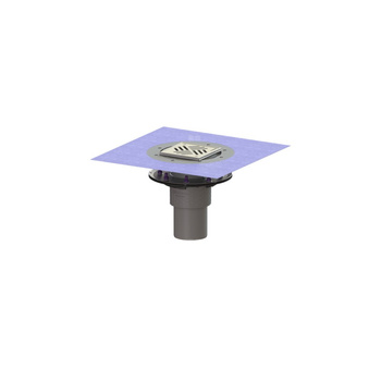 Wpust Practicus,DN100, odpł.pionowy, z nasadką Variofix i kratką/ramą nierdz. 138x138