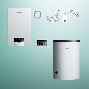 Pakiet - Kocioł gazowy jednofunkcyjny VAILLANT ecoTEC plus VC 25CS/1-5 kondensacyjny wiszący 2.8 - 26.4 kW+ Zestaw powietrzno-spalinowy + RegulatorsensoCOMFORT 720 + Zasobnik c.w.uVIH R 150/6 B