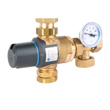 Grupa pompowa AFRISO BTU 502 AP nakrętka x nakrętka 1'' x 1'', z zaworem termostatycznym, z pompą obiegową AFRISO APH 160 15-7/130 mm