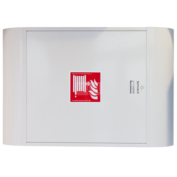 Hydrant DN 25 FIT zawieszany, wersja z dwoma ćwierćwałkami, wąż 20 m, zamek patent, RAL 9003