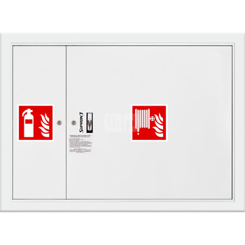 Hydrant DN 25 FIT wnękowy z miejscem na gaśnicę obok zwijadła, wąż 30 m, zamek patent, RAL 9003