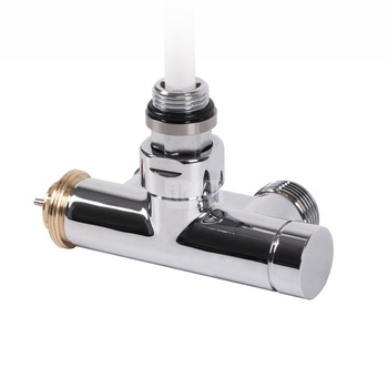 Zawór termostatyczny kątowy z rurką zanurzeniową 50 oś CYLINDER, Prawy, GZ 1/2"-GZ 3/4", Chrom, (V86210BSX)