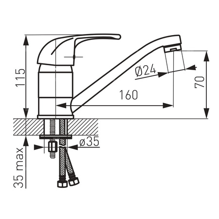 Bateria umywalkowa stojąca FERRO VASTO, chrom, obrotowa