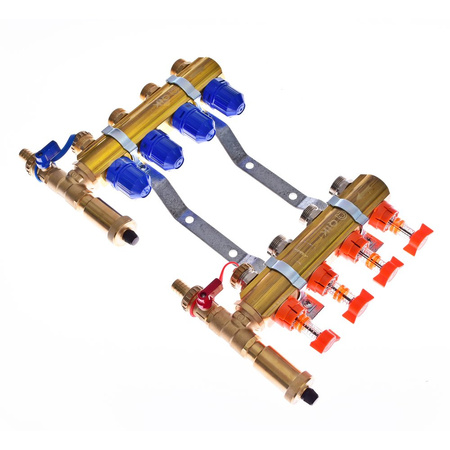 Rozdzielacz do ogrzewania podłogowego QIK Optimo STANDARD III - RMSZT-1-50 16-obieg. mosiądz GW 1'' x GZ 3/4'' + przepływomierz