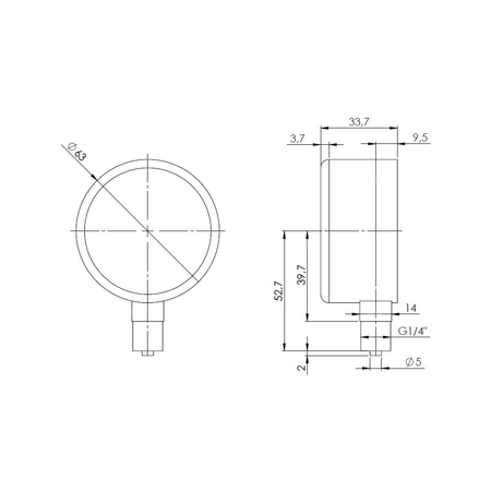 Ciśnieniomierz różnicowy AFRISO KP D201 -100/0 mbar mosiądz G1/4B radialne fi 63, kl. 1.6%