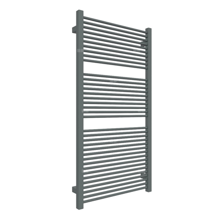 Grzejnik elektryczny TERMA MIKE 530 x 1035 mm, kolor surowy metal, moc 600 W, podłączenie E1, kabel prosty bez wtyczki z maskownicą czarny