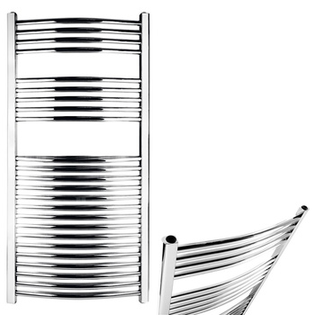 Grzejnik drabinkowy FERRO Łuk, podłączenie dolne, rozstaw 406, wym. 1200 x 450 mm, kolor chrom, moc 318W