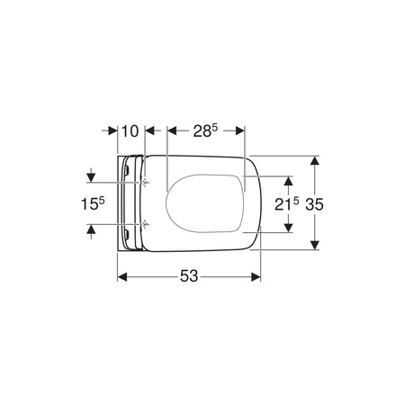 Deska sedesowa Geberit Selnova Square, slim, mocowanie od góry: Biały / Błyszczący, Zawiasy wypinane=Tak, Wolne opadanie=Tak, Materiał zawiasów=Mosiądz chromowany
