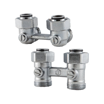 Moduł przyłączeniowy prosty QIK mosiądz (niklowanie) 3/4'' x 1/2'' do grzejników