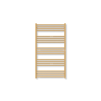 Grzejnik elektryczny TERMA FIONA 1140 x 630 mm, kolor szczotkowany mosiądz, moc 600 W, podłączenie E1, kabel prosty bez wtyczki z maskownicą żółty