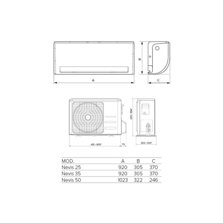 Klimatyzator split zestaw ARISTON NEVIS EVO R32 25 MUD0 jednostka wewnętrzna i zewnętrzna 2,7 kW