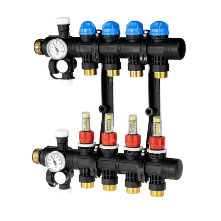 Rozdzielacz do ogrzewania podłogowego AFRISO ProCalida EF1 4-obieg. poliamid GZ 1'' x euroconus 3/4''