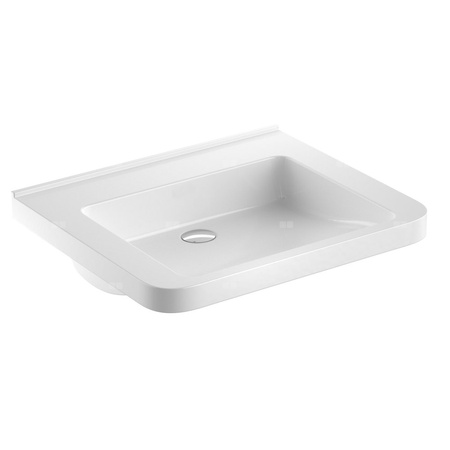 Umywalka GEBERIT Selnova Comfort prostokątna, biała, 650mm, bez otworu na baterię, bez odpływu przelewowego, półka od ściany