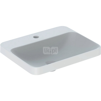 Umywalka GEBERIT Variform prostokątna, biała / KeraTect, 550mm, otwór na baterię na środku, wpuszczana w blat, bez odpływu przelewowego, półka od ściany