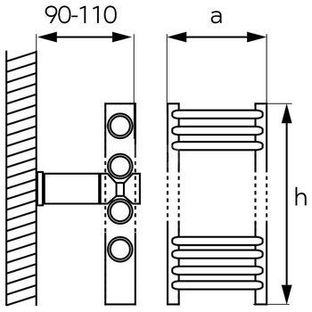 Grzejnik drabinkowy FERRO Prosty, podłączenie dolne, rozstaw 555, wym. 1600 x 600 mm, kolor biały, moc 823W