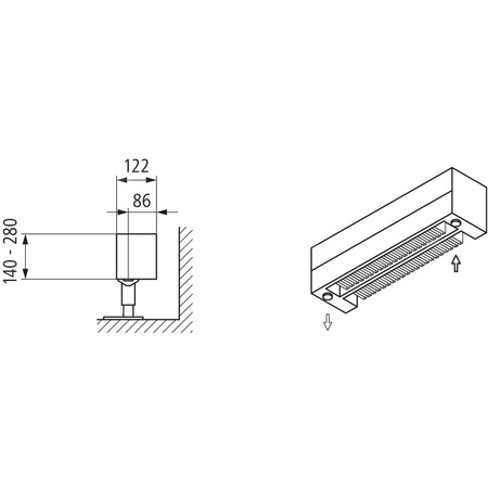 Kermi konwektor KNN22 140x122x2400 RAL 9016, 6 bar, z osłoną, podł. Uni