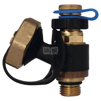 Zawór regulacyjno-pomiarowy HERZ ze spustem mosiądz (niebieski), 1/4'' Gwint zewnętrzny