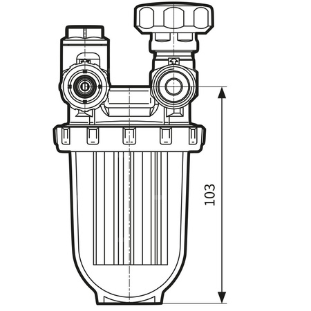 Filtr olejowy AFRISO R500Si jednorurowy z powrotem fi 3/8'' x 3/8'' GW x GZ, z wkładem plastikowym, maks. przepływ 210 l/h