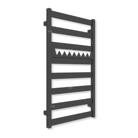 Grzejnik elektryczny TERMA VIVO 910 x 500 mm, kolor heban, moc 400 W, podłączenie E1, kabel spiralny z wtyczką czarny