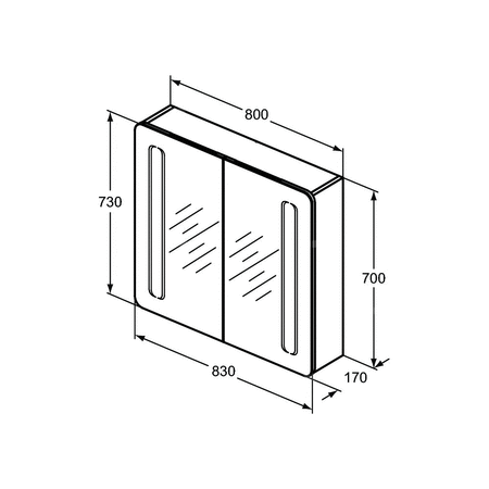 M+L SZAFKA Z LUST. WYS 80X70 MATT AL 20W