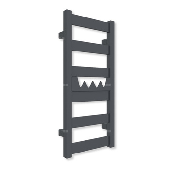 Grzejnik elektryczny TERMA VIVO 670 x 300 mm, kolor metaliczna czerń, moc 200 W, podłączenie E1, kabel prosty bez wtyczki z maskownicą czarny