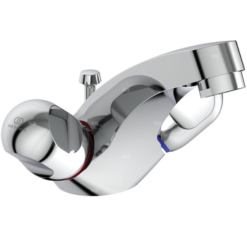 Bateria umywalkowa z podwójną regulacją 151x153x118 mm, wylewka 118 mm 12 l/min (3 bary), z korkiem spustowym - ALPHA NEW