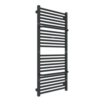 Grzejnik elektryczny TERMA LIMA ONE 500 x 1140 mm, kolor czarny jak kruk RAL9005, moc 600 W, podłączenie E8, kabel spiralny z wtyczką 2,5m czarny