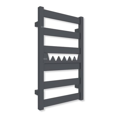 Grzejnik elektryczny TERMA VIVO 670 x 400 mm, kolor metaliczna czerń, moc 200 W, podłączenie E8, kabel spiralny z wtyczką czarny